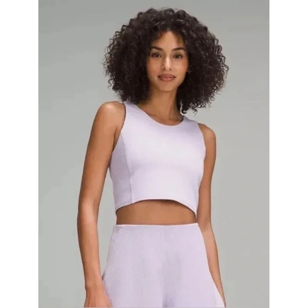 Lululemon Ribbed Softstreme Cropped Tank Top Lilac Ether Size 6 EUC